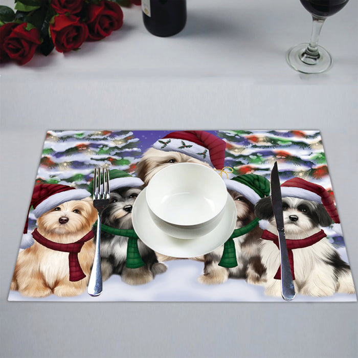Havanese Dogs Christmas Family Portrait in Holiday Scenic Background Placemat