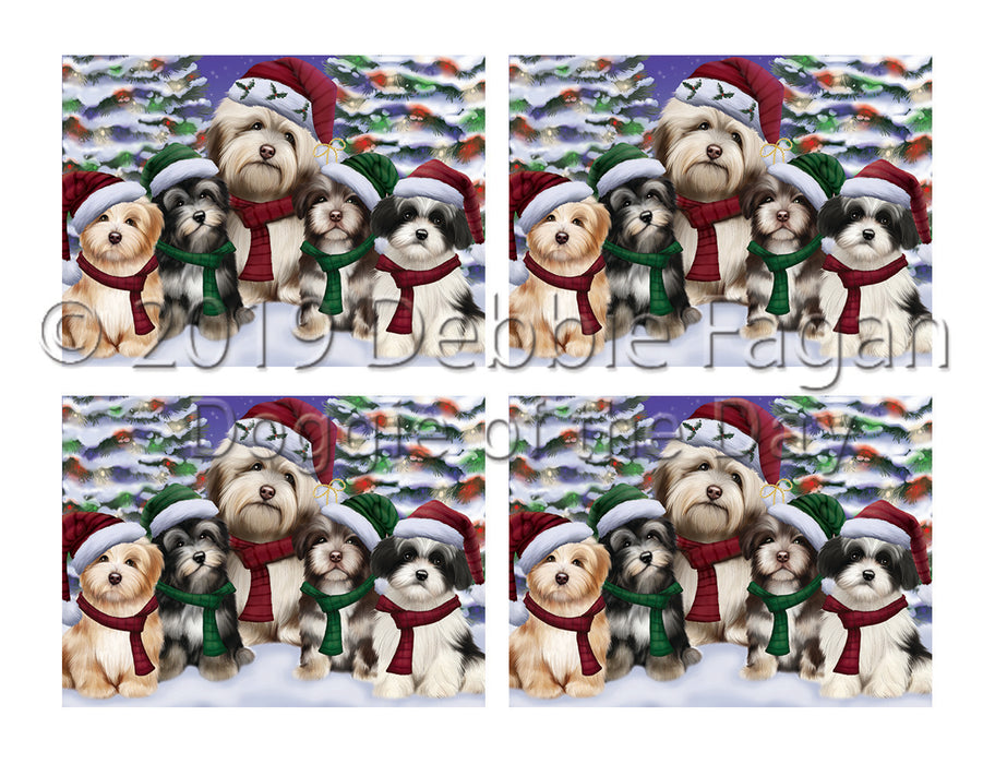 Havanese Dogs Christmas Family Portrait in Holiday Scenic Background Placemat