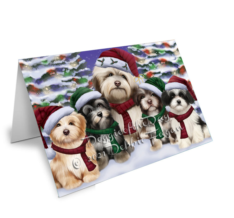 Christmas Family Portrait Havanese Dog Handmade Artwork Assorted Pets Greeting Cards and Note Cards with Envelopes for All Occasions and Holiday Seasons