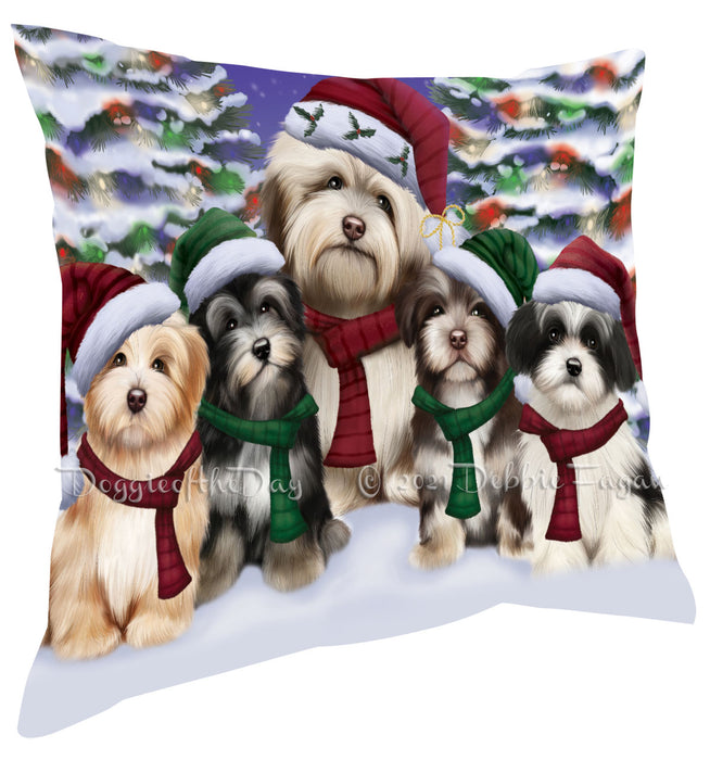 Christmas Family Portrait Havanese Dog Pillow with Top Quality High-Resolution Images - Ultra Soft Pet Pillows for Sleeping - Reversible & Comfort - Ideal Gift for Dog Lover - Cushion for Sofa Couch Bed - 100% Polyester