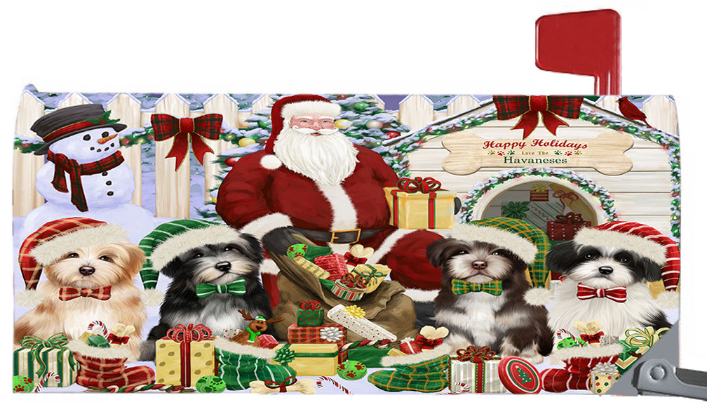 Happy Holidays Christmas Havanese Dogs House Gathering 6.5 x 19 Inches Magnetic Mailbox Cover Post Box Cover Wraps Garden Yard Décor MBC48820