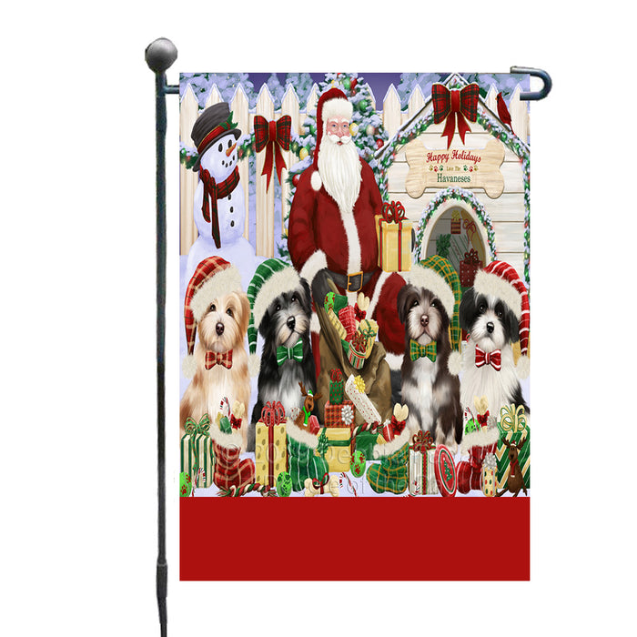 Personalized Happy Holidays Christmas Havanese Dogs House Gathering Custom Garden Flags GFLG-DOTD-A58531