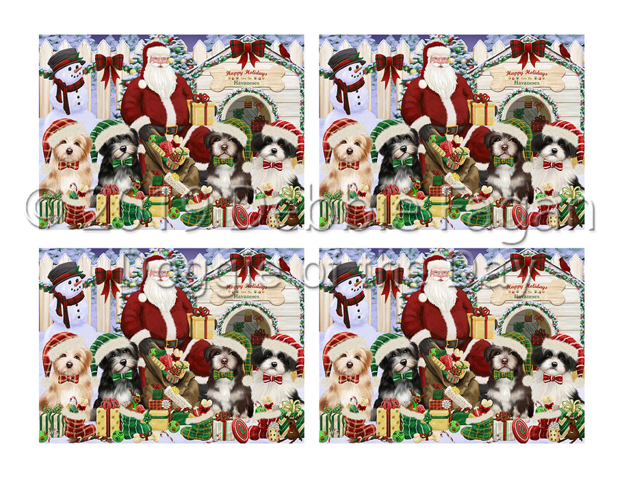 Happy Holidays Christmas Havanese Dogs House Gathering Placemat