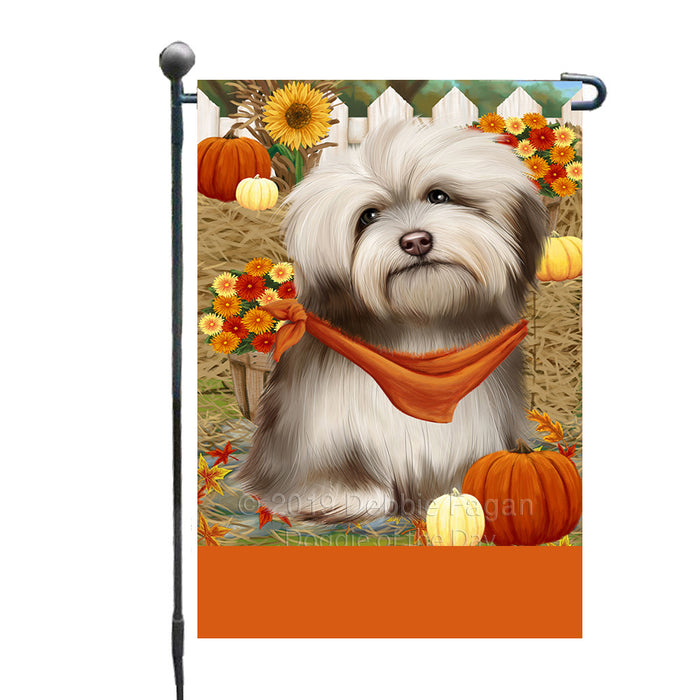 Personalized Fall Autumn Greeting Havanese Dog with Pumpkins Custom Garden Flags GFLG-DOTD-A61941