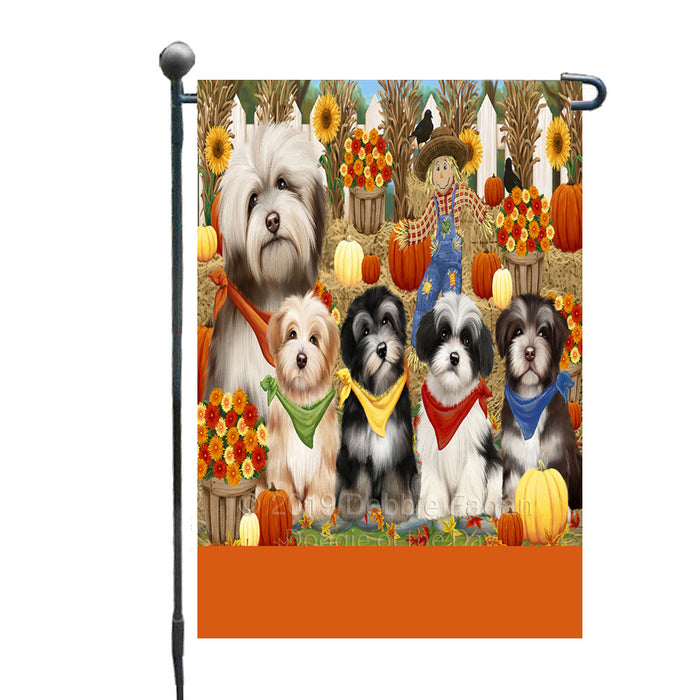 Personalized Fall Festive Gathering Havanese Dogs with Pumpkins Custom Garden Flags GFLG-DOTD-A61942
