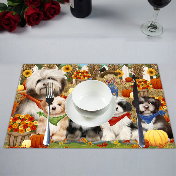 Fall Festive Harvest Time Gathering Havanese Dogs Placemat