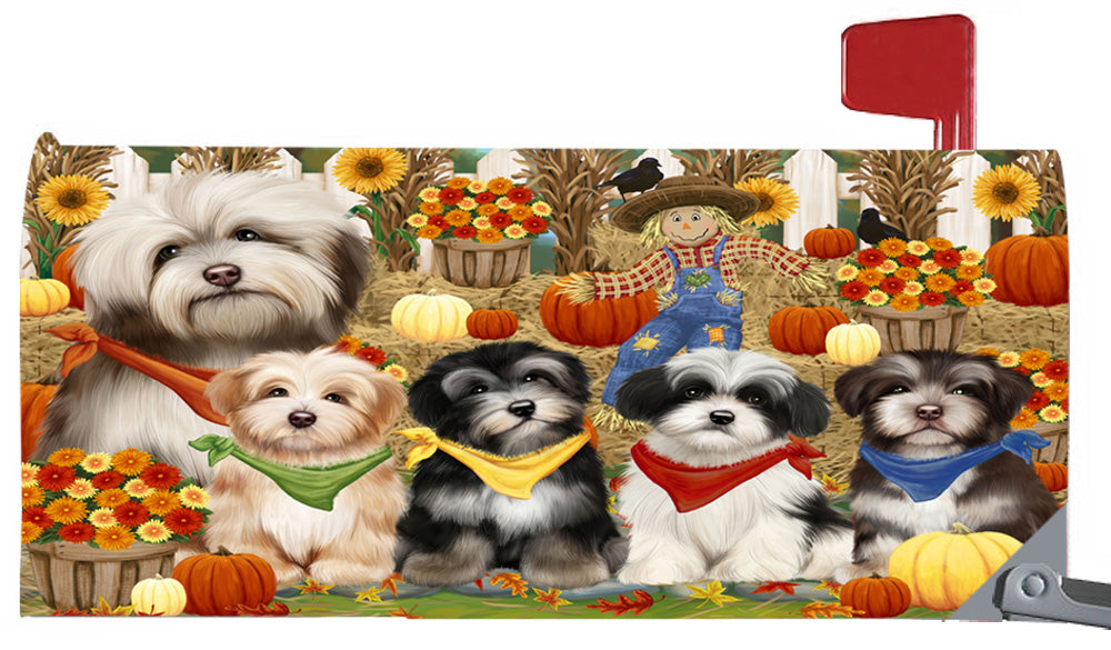 Fall Festive Harvest Time Gathering Havanese Dogs 6.5 x 19 Inches Magnetic Mailbox Cover Post Box Cover Wraps Garden Yard Décor MBC49090