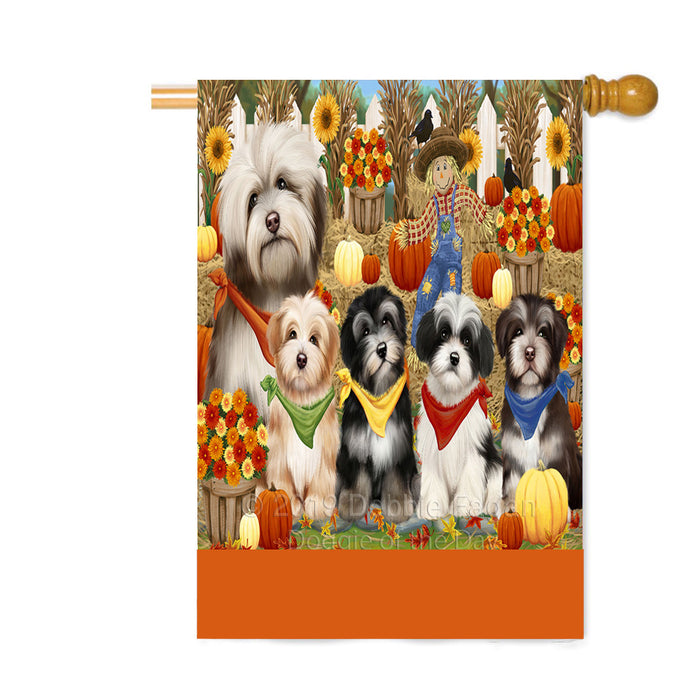 Personalized Fall Festive Gathering Havanese Dogs with Pumpkins Custom House Flag FLG-DOTD-A61998