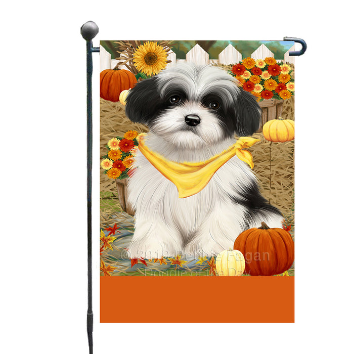 Personalized Fall Autumn Greeting Havanese Dog with Pumpkins Custom Garden Flags GFLG-DOTD-A61945