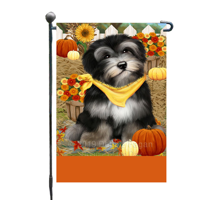 Personalized Fall Autumn Greeting Havanese Dog with Pumpkins Custom Garden Flags GFLG-DOTD-A61944