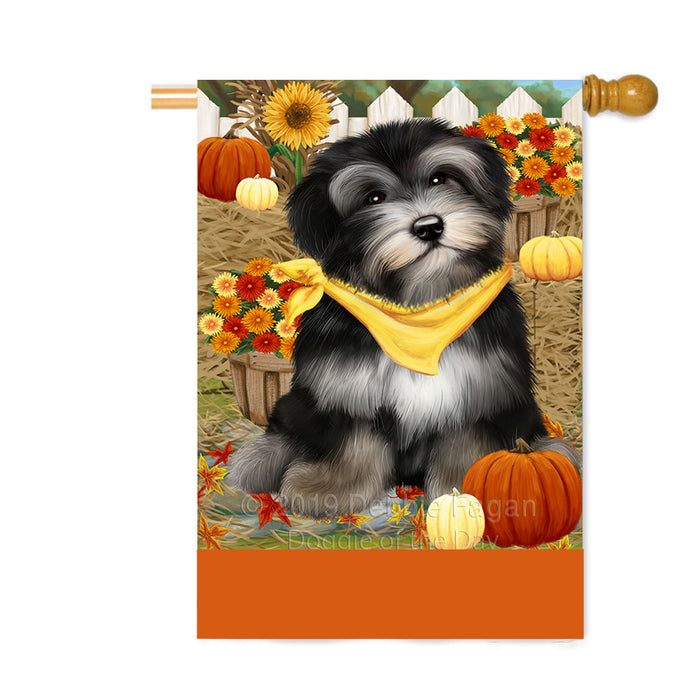 Personalized Fall Autumn Greeting Havanese Dog with Pumpkins Custom House Flag FLG-DOTD-A62000