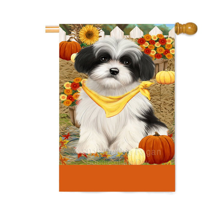 Personalized Fall Autumn Greeting Havanese Dog with Pumpkins Custom House Flag FLG-DOTD-A62001