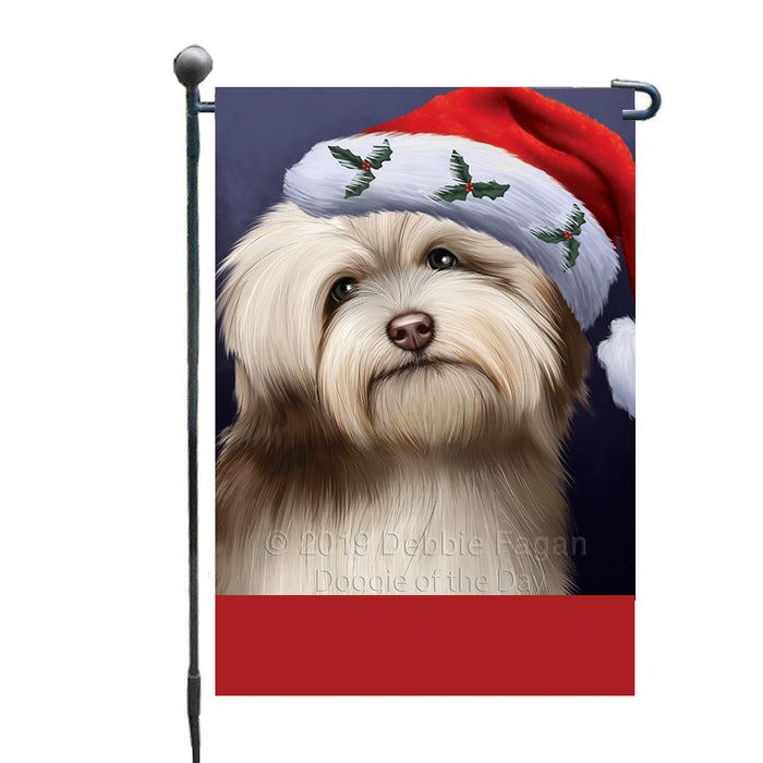 Personalized Christmas Holidays Havanese Dog Wearing Santa Hat Portrait Head Custom Garden Flags GFLG-DOTD-A59834