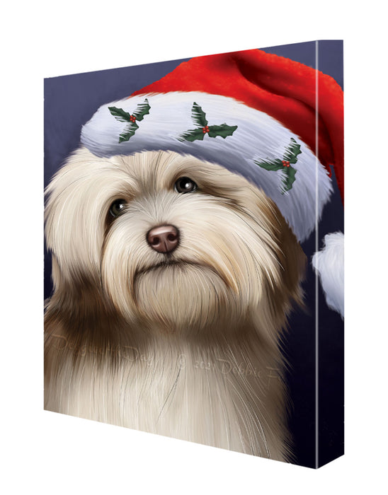 Christmas Santa Hat Havanese Dog Canvas Wall Art - Premium Quality Ready to Hang Room Decor Wall Art Canvas - Unique Animal Printed Digital Painting for Decoration