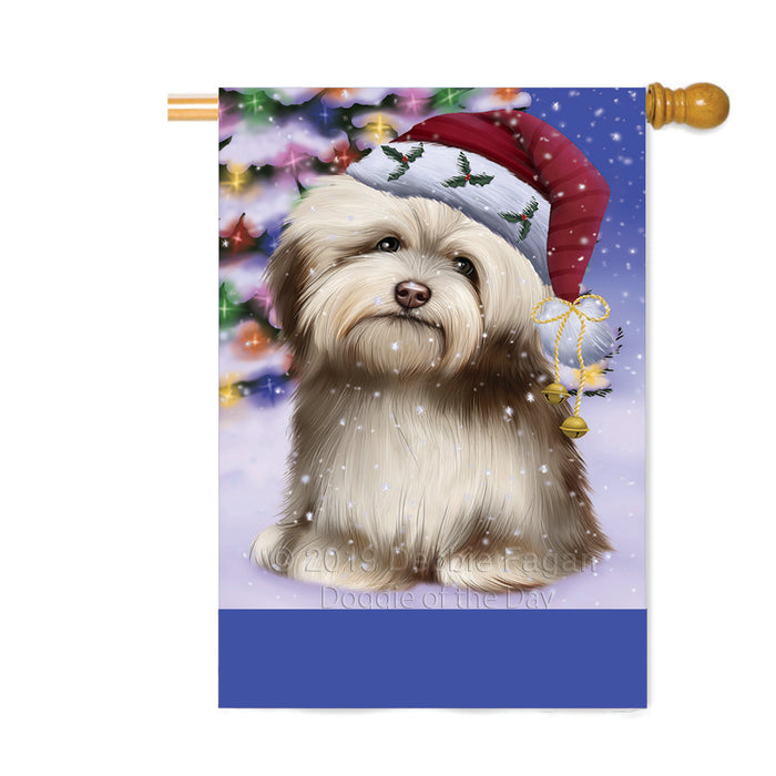 Personalized Winterland Wonderland Havanese Dog In Christmas Holiday Scenic Background Custom House Flag FLG-DOTD-A61382