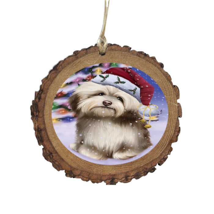 Winterland Wonderland Havanese Dog In Christmas Holiday Scenic Background Wooden Christmas Ornament WOR49588