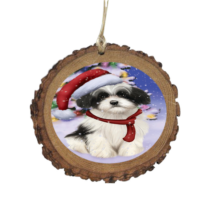 Winterland Wonderland Havanese Dog In Christmas Holiday Scenic Background Wooden Christmas Ornament WOR49589