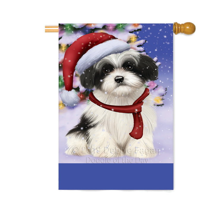 Personalized Winterland Wonderland Havanese Dog In Christmas Holiday Scenic Background Custom House Flag FLG-DOTD-A61383