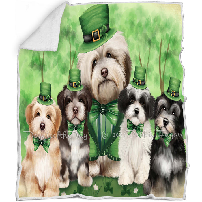 St. Patricks Day Irish Family Portrait Havanese Dogs Blanket BLNKT54948