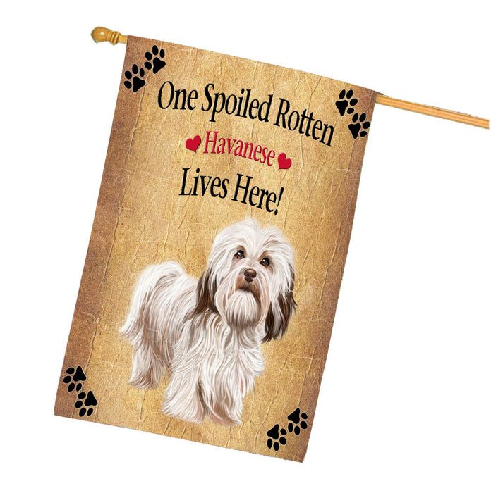Spoiled Rotten Havanese Dog House Flag Outdoor Decorative Double Sided Pet Portrait Weather Resistant Premium Quality Animal Printed Home Decorative Flags 100% Polyester FLG68345