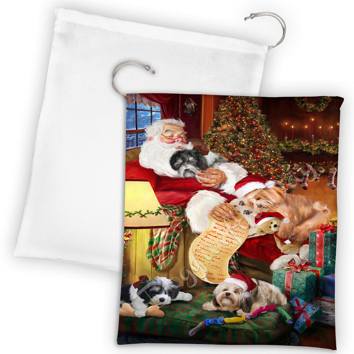 Santa Sleeping with Havanese Dogs Drawstring Laundry or Gift Bag LGB48817