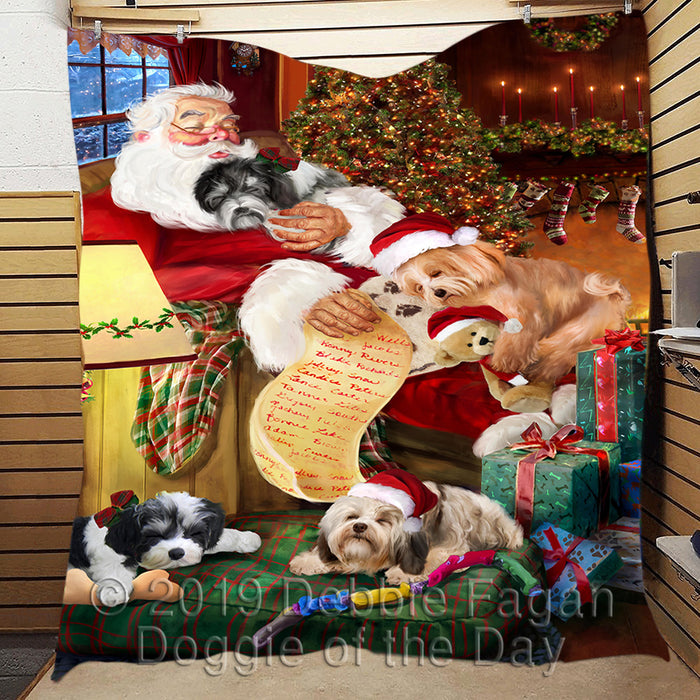 Santa Sleeping with Havanese Dogs Quilt