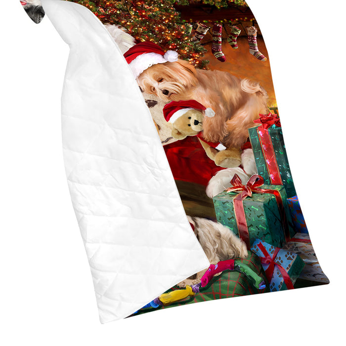 Santa Sleeping with Havanese Dogs Quilt