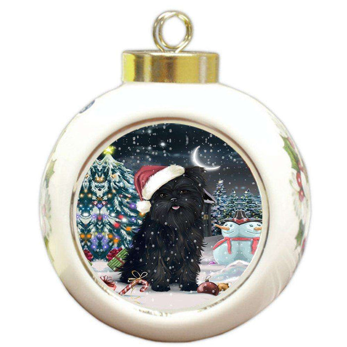 Have a Holly Jolly Affenpinscher Dog Christmas Round Ball Ornament POR807