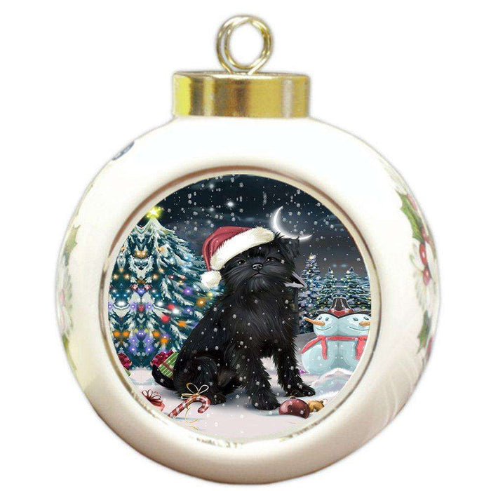 Have a Holly Jolly Affenpinscher Dog Christmas Round Ball Ornament POR808
