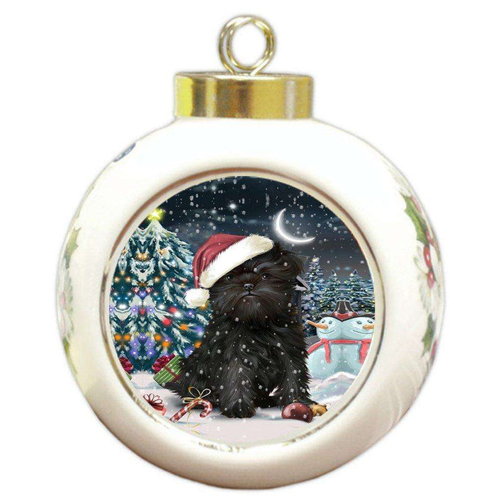 Have a Holly Jolly Affenpinscher Dog Christmas Round Ball Ornament POR809