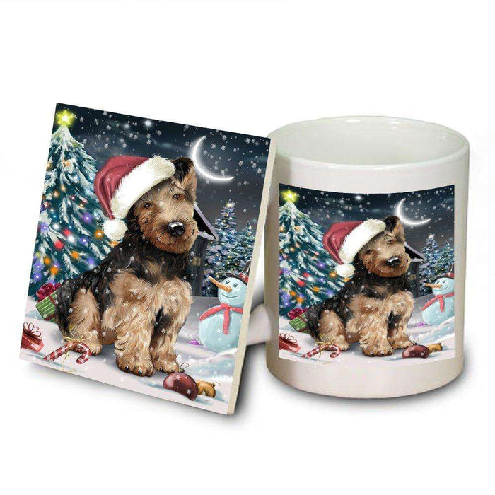 Have a Holly Jolly Airedale Dog Christmas Mug and Coaster Set MUC0069