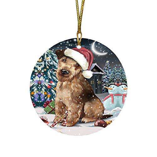 Have a Holly Jolly Airedale Dog Christmas Round Flat Ornament POR1248