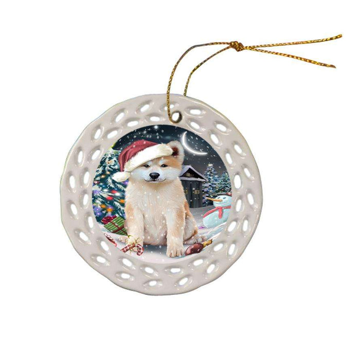 Have a Holly Jolly Akita Dog Christmas  Ceramic Doily Ornament DPOR51616