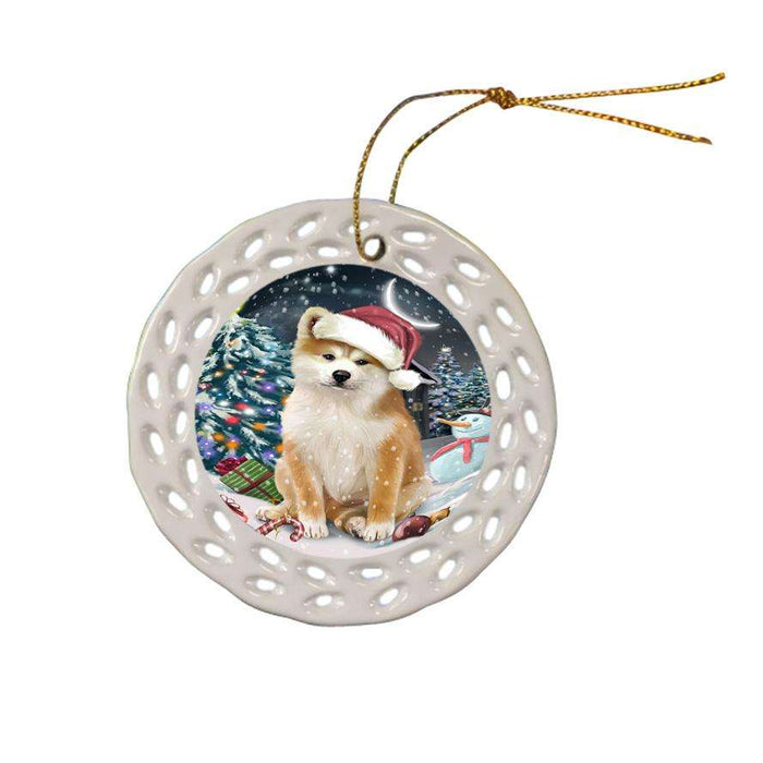 Have a Holly Jolly Akita Dog Christmas  Ceramic Doily Ornament DPOR51618