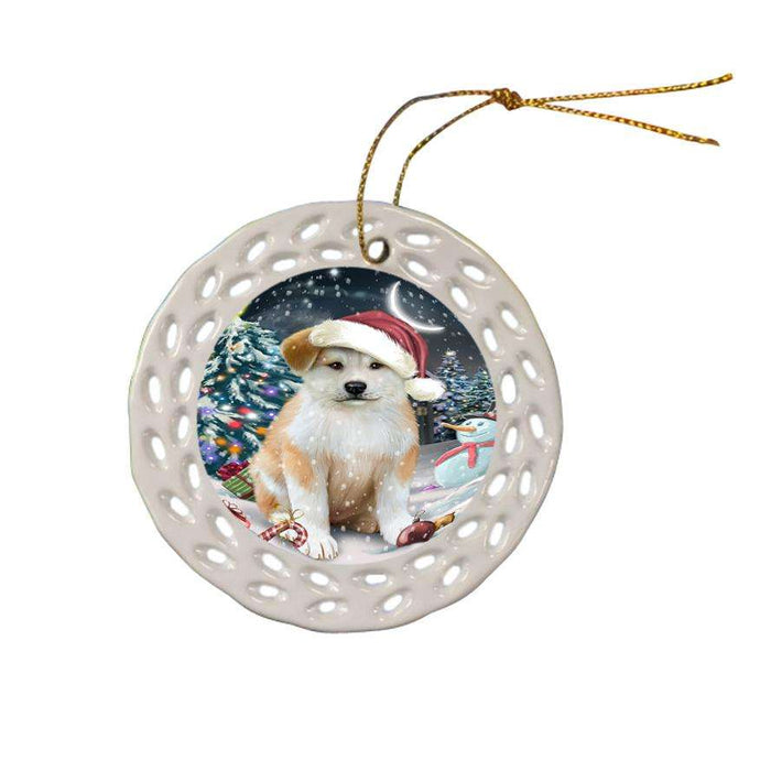 Have a Holly Jolly Akita Dog Christmas  Ceramic Doily Ornament DPOR51619