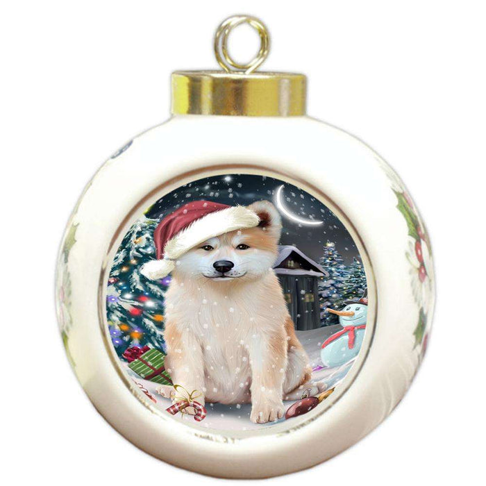 Have a Holly Jolly Akita Dog Christmas  Round Ball Christmas Ornament RBPOR51616