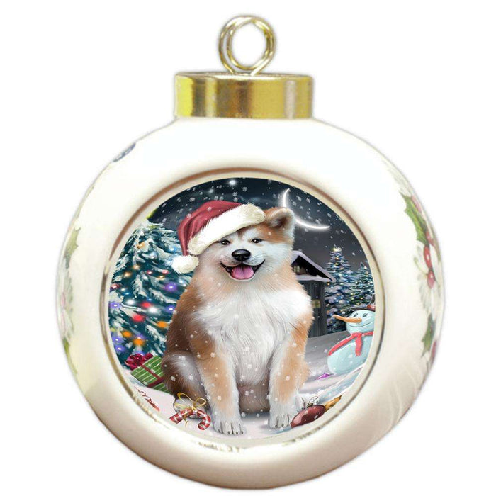 Have a Holly Jolly Akita Dog Christmas  Round Ball Christmas Ornament RBPOR51617