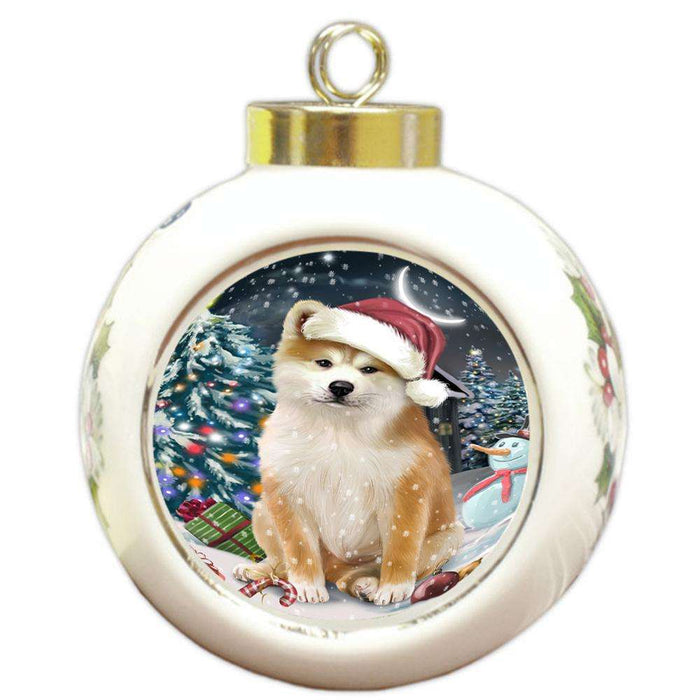 Have a Holly Jolly Akita Dog Christmas  Round Ball Christmas Ornament RBPOR51618