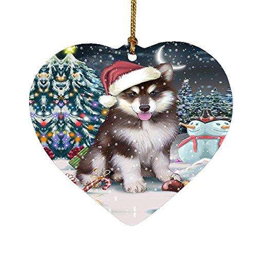 Have a Holly Jolly Alaskan Malamute Dog Christmas Heart Ornament POR1780