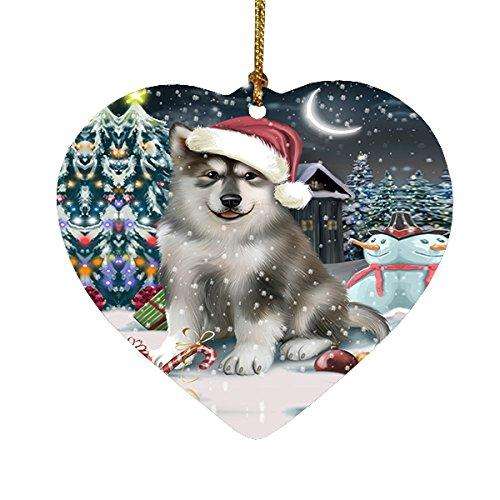 Have a Holly Jolly Alaskan Malamute Dog Christmas Heart Ornament POR1781
