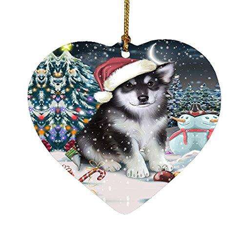 Have a Holly Jolly Alaskan Malamute Dog Christmas Heart Ornament POR1782