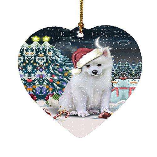 Have a Holly Jolly American Eskimo Dog Christmas Heart Ornament POR1944