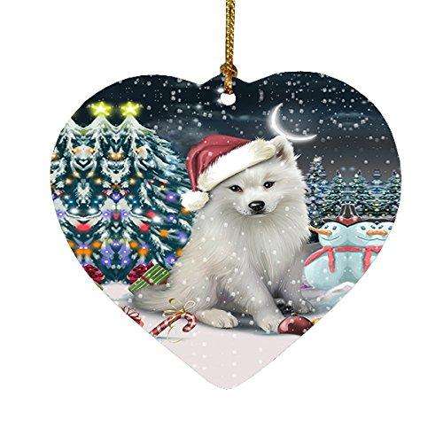 Have a Holly Jolly American Eskimo Dog Christmas Heart Ornament POR1945