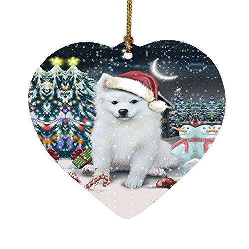 Have a Holly Jolly American Eskimo Dog Christmas Heart Ornament POR1946