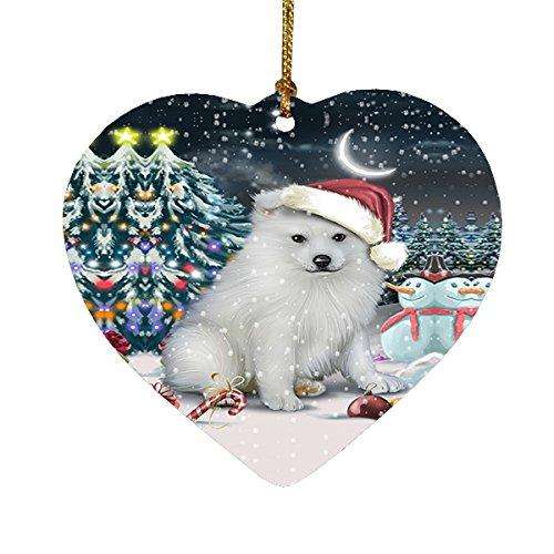 Have a Holly Jolly American Eskimo Dog Christmas Heart Ornament POR1947