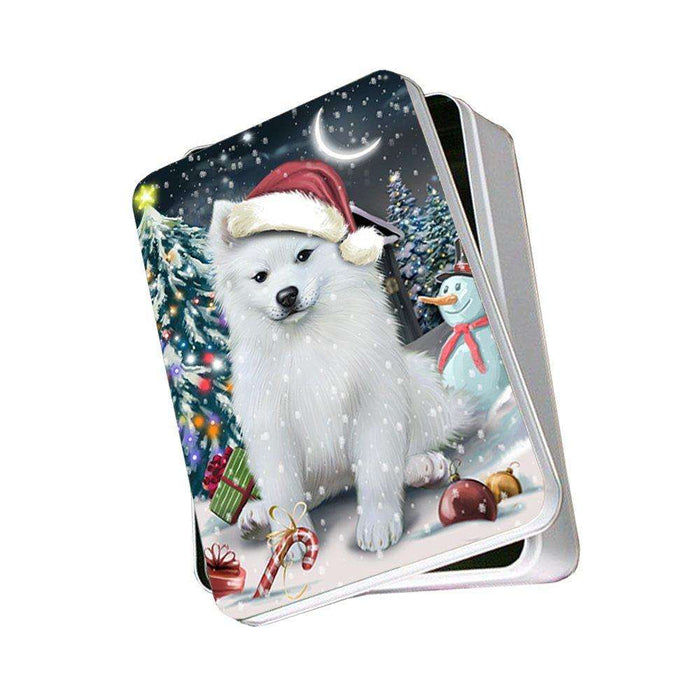 Have a Holly Jolly American Eskimo Dog Christmas Photo Storage Tin PTIN0239