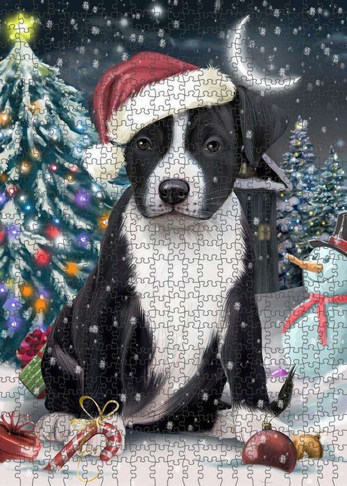 Have a Holly Jolly American Staffordshire Terrier Dog Christmas Puzzle with Photo Tin PUZL58947