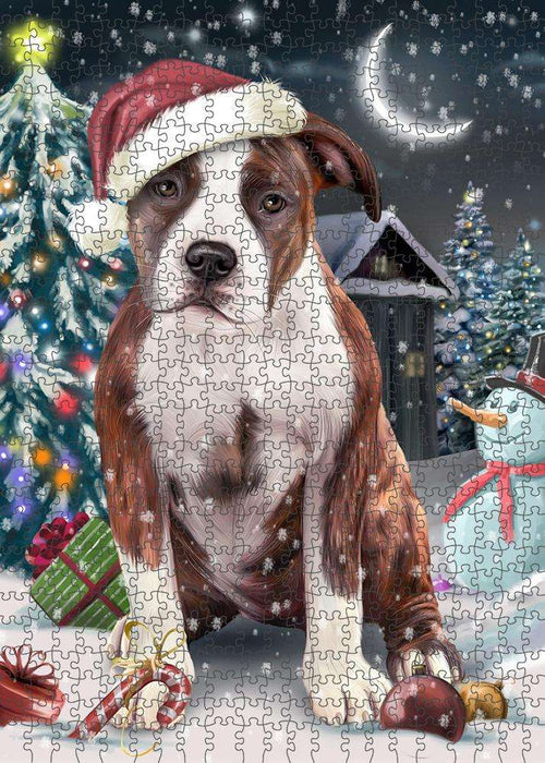 Have a Holly Jolly American Staffordshire Terrier Dog Christmas Puzzle with Photo Tin PUZL58950