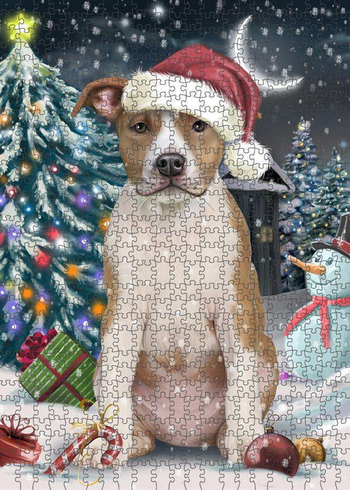 Have a Holly Jolly American Staffordshire Terrier Dog Christmas Puzzle with Photo Tin PUZL58956