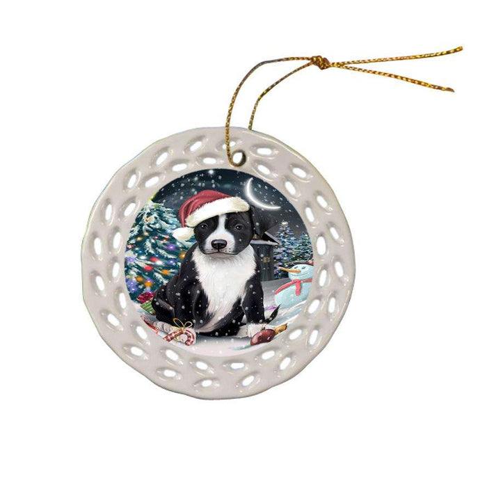 Have a Holly Jolly American Staffordshire Terrier Dog Christmas  Ceramic Doily Ornament DPOR51620